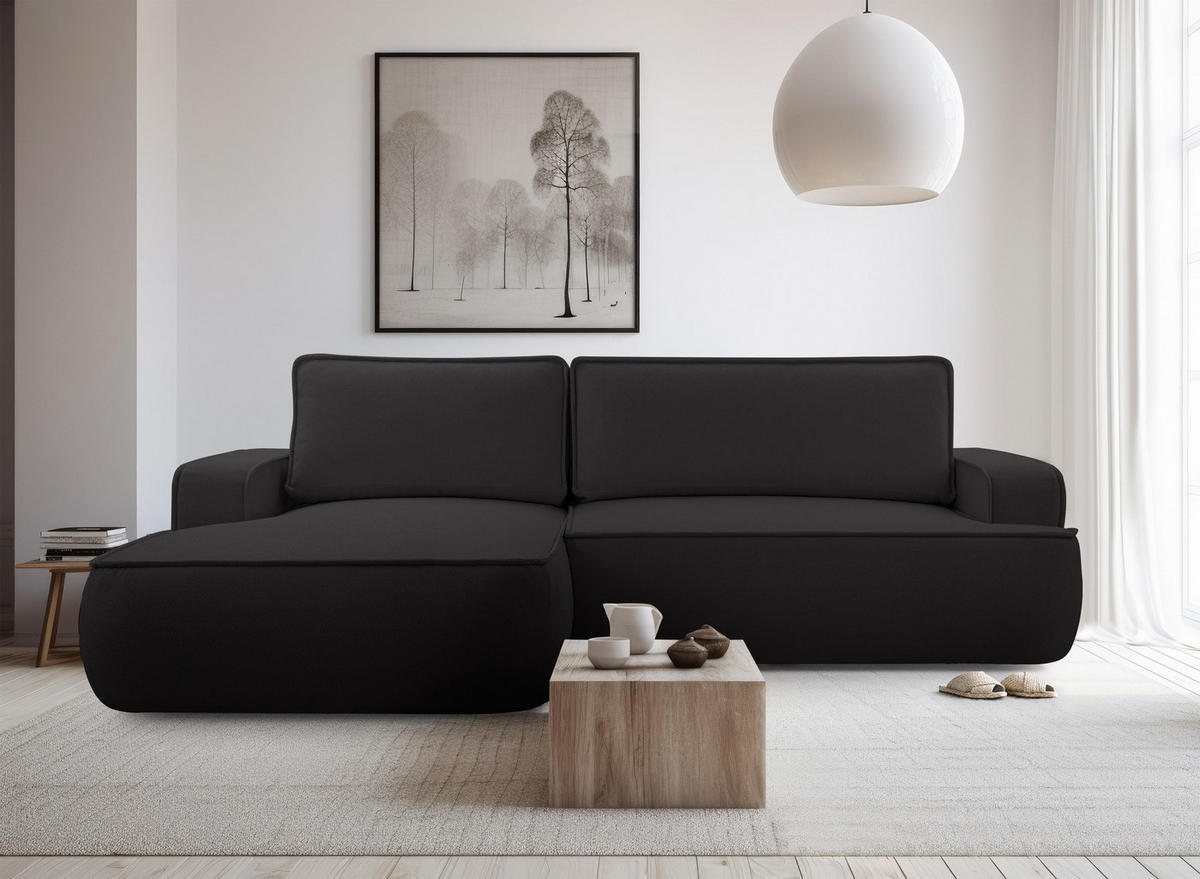 ECKSOFA L Form Ablia Schwarzes 267/168/87 cm mit Schlaffunktion L - Schwarz, Kunststoff/Textil (168/267cm) - AX Living