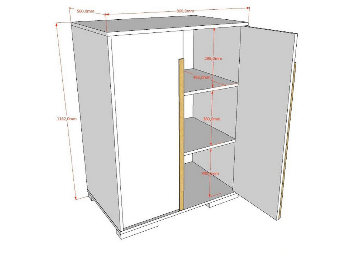 WÄSCHESCHRANK Kariotta 86x56x116 aus Massivholz+Holzwerkstoff in Weiß - Weiß, Holzwerkstoff (86/116/56cm) - 58aufmkessel