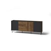 KOMMODE KREON 200/78,6/40cm mit 3 Schubladen 3 Türen Braun - Schwarz/Braun, Holzwerkstoff (200/78.6/40cm) - MASSENO