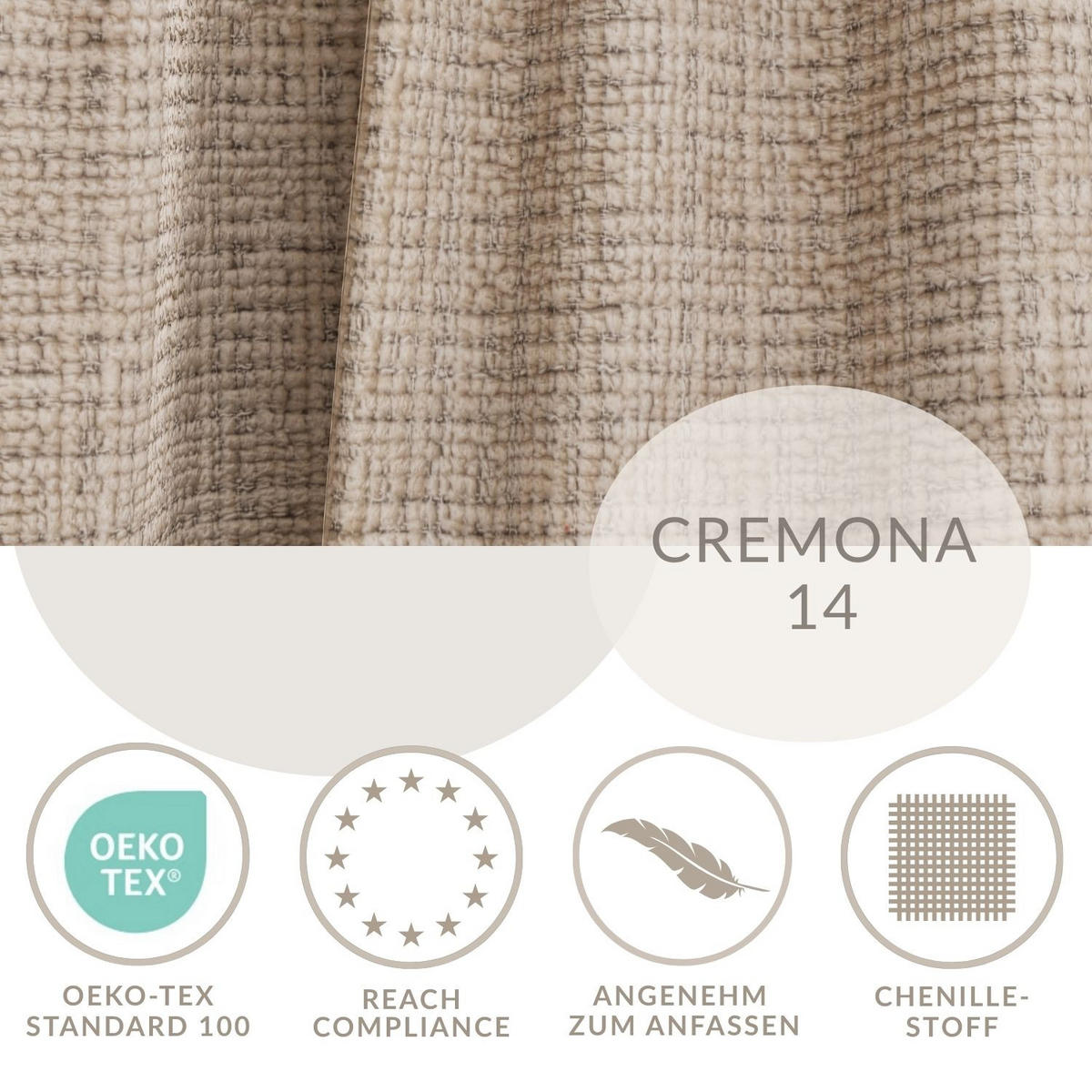 ECKSOFA MIT SCHLAFFUNKTION Modo Creme Chenille-Stoff - Rechts Seite - Beige/Schwarz, Holz/Holzwerkstoff (294/185cm) - Maison de Reve