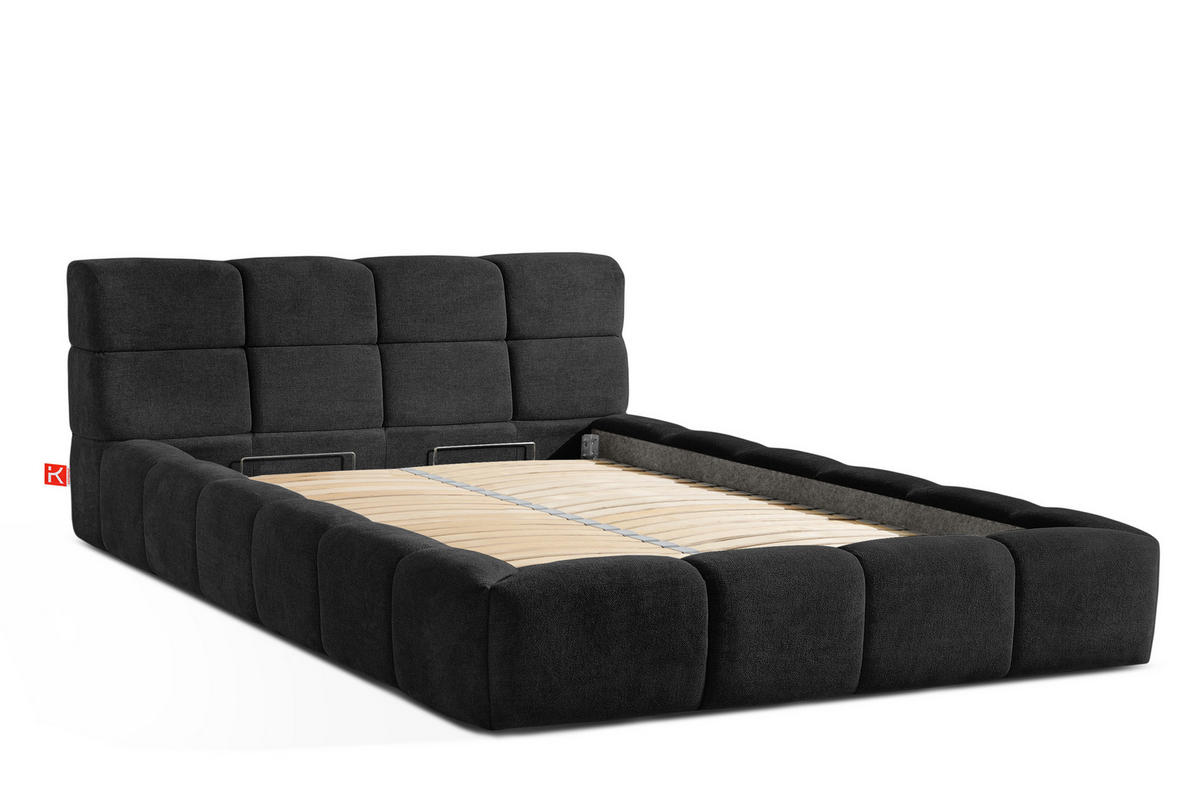POLSTERBETT AERI 140/160/180/200 mit Rahmen und Bettkasten, anthrazit - Anthrazit, Holz/Holzwerkstoff (140/200cm) - KONSIMO®