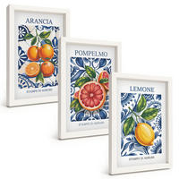 BILDER SET 3er Set - 20x30 cm Weißer Rahmen - Italienische Zitrus-Modeplakate - Weiß, Kunststoff (20/30cm) - TULUP
