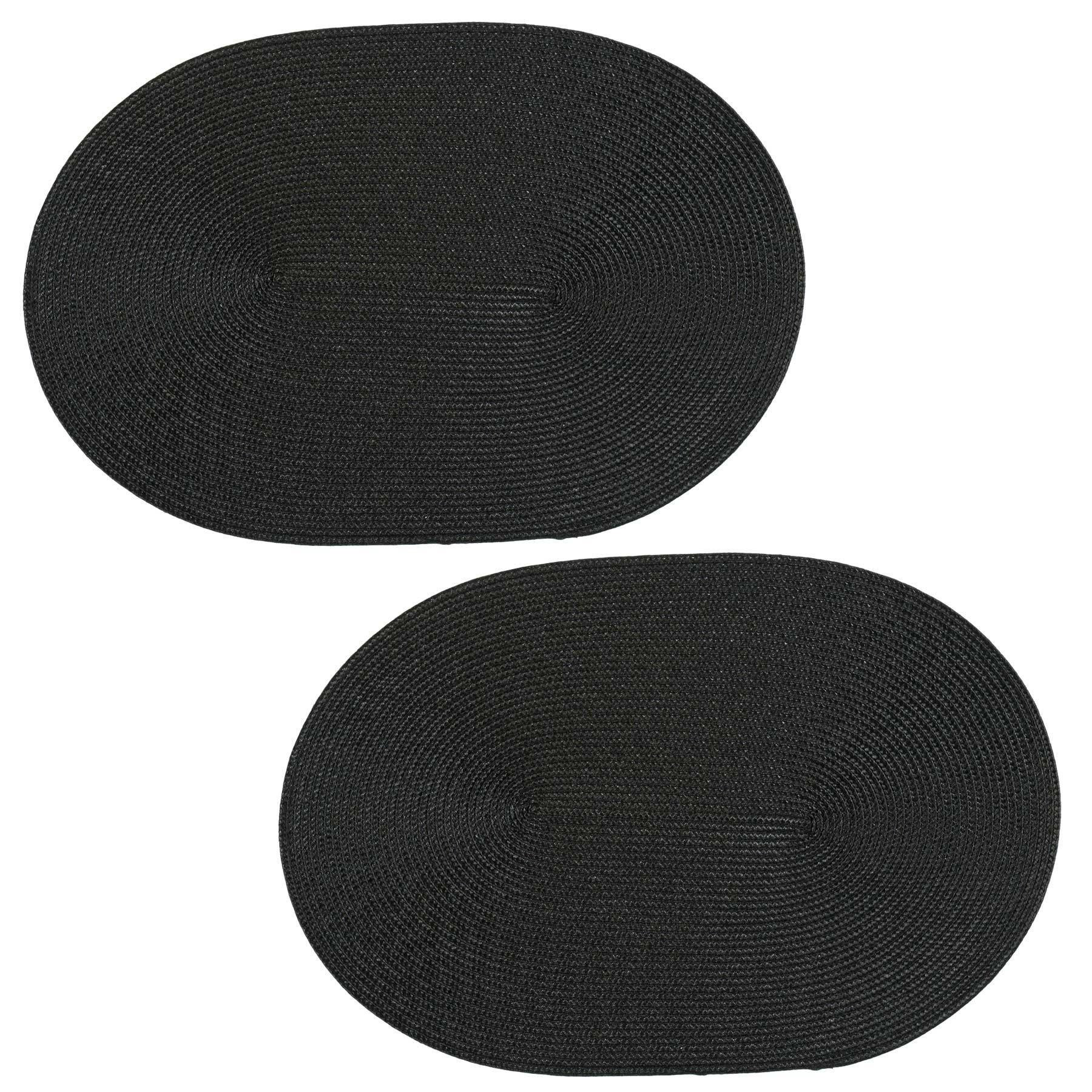 PLATZSET 2er Set Polypro Schwarz oval 45x30 cm Tischset - Schwarz, Kunststoff (30/45cm) - TiborTex