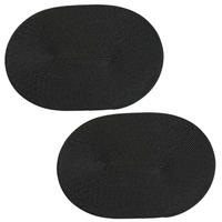 PLATZSET 2er Set Polypro Schwarz oval 45x30 cm Tischset - Schwarz, Kunststoff (30/45cm) - TiborTex