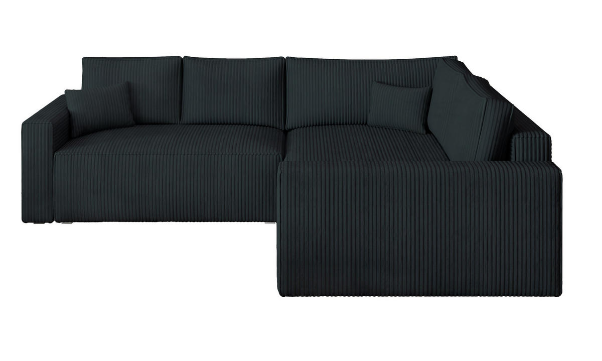 ROHOVÁ SEDAČKA ERONIS černá - šedá/černá, dřevo/textil (265/194cm) - MASSENO