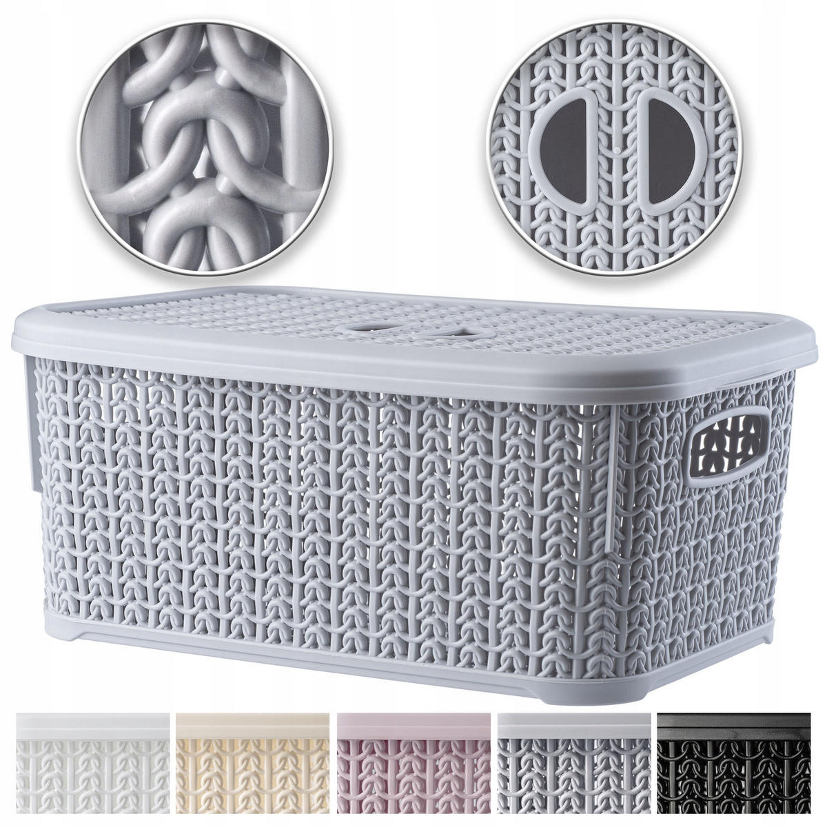 KORB mit Deckel 6L, grau - Grau, Kunststoff (20/29cm) - KADAX