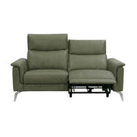 2-SITZER Sofa Borea Echtleder mit 1 x Relaxfunktion Olivgrün - Olivgrün, Leder/Metall (176/102/98cm)