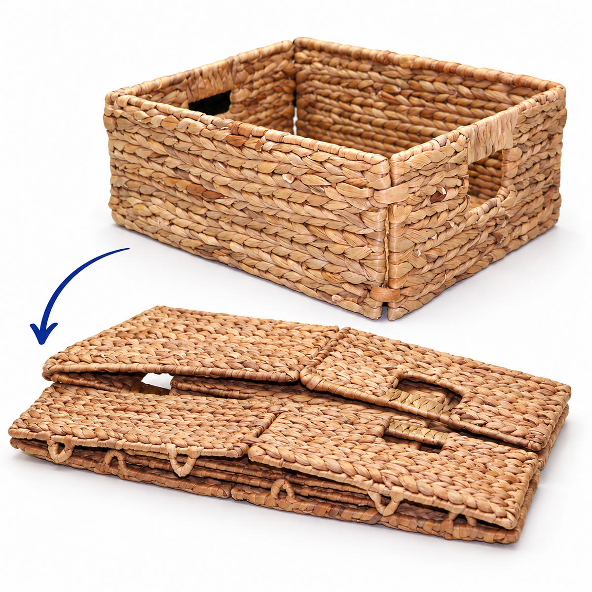 KOŠ Přírodní 4dílné-Set vodní hyacint - světle hnědá, kov/textil (30/34/15cm) - Relaxdays