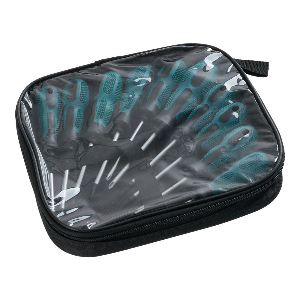 SCHRAUBENDREHER-SET 10-tlg. aus PP, S2-Stahl in Blaugrün mit Aufbewahrungstasche Funktionale Bits 22,5 x 19,5 x 4 cm - Blau, Metall (19.5/22.5/4cm) - Livingandhome