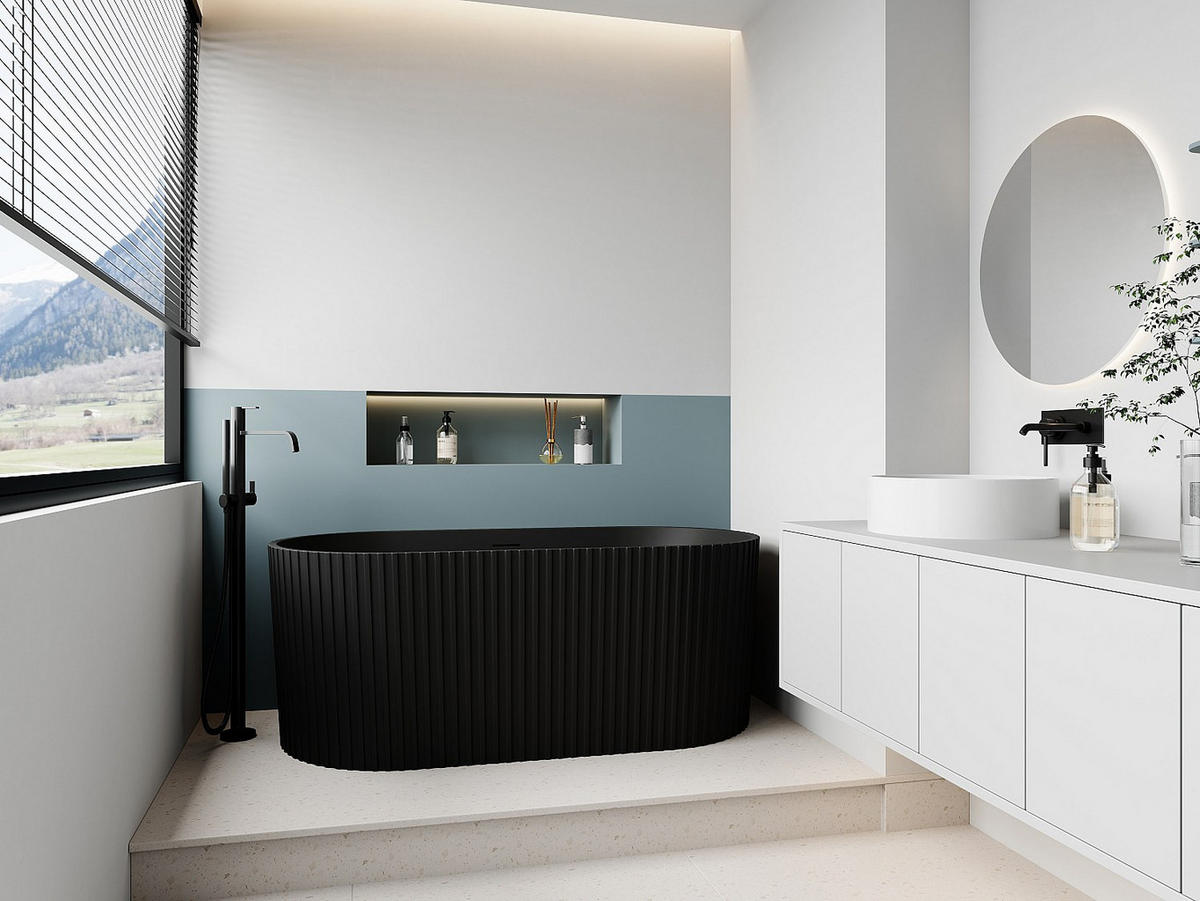 FREISTEHENDE Badewanne - 1 Person - Acryl - Schwarz - Schwarz, Kunststoff (150/58/75cm) - Vente-Unique