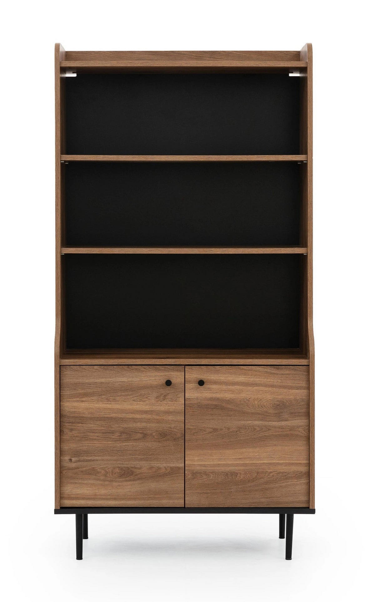 STANDVITRINE Nero 90/40/140 mit Metallfüße - Hellbraun/Schwarz, Glas/Holzwerkstoff (90/140/40cm) - Ravio