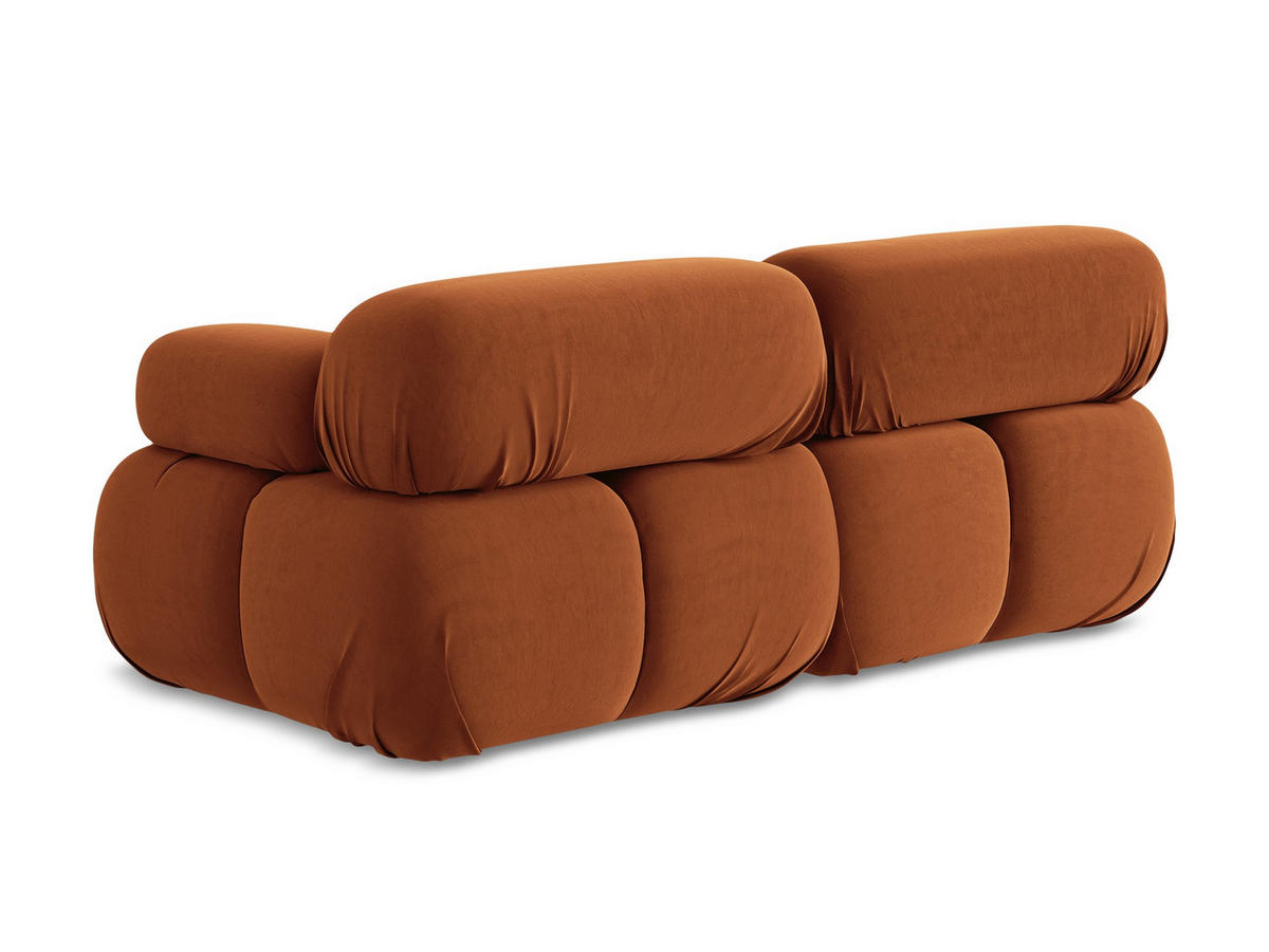 2-SITZER-SOFA Samt Stoff Orange - Beige/Terra cotta, Kunststoff/Textil (190/70/96cm) - Makamii