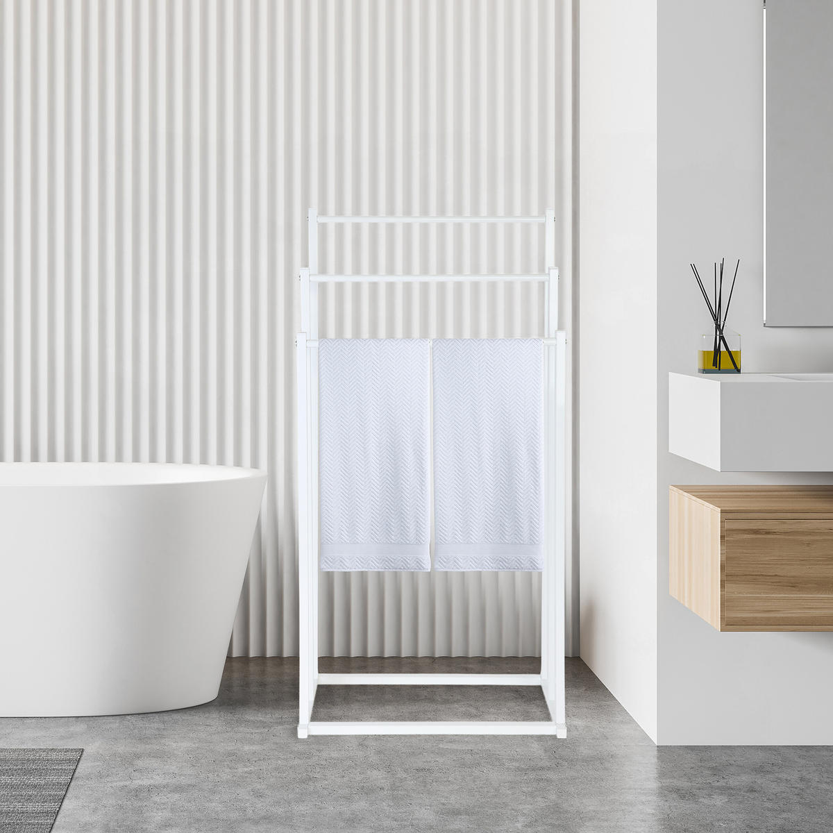 HANDTUCHHALTER - Weiß, Metall (44/86/21cm) - Relaxdays