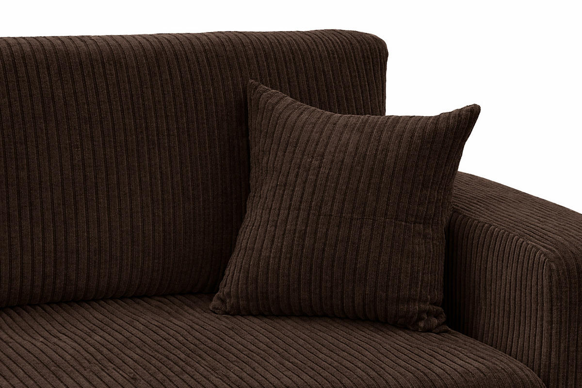 ECKSOFA Mit Schlaffunktion, Cordstoff Poso, Braun, Links, ROUND ONE XL - Braun, Holz (271/175cm) - Kaiser Möbel