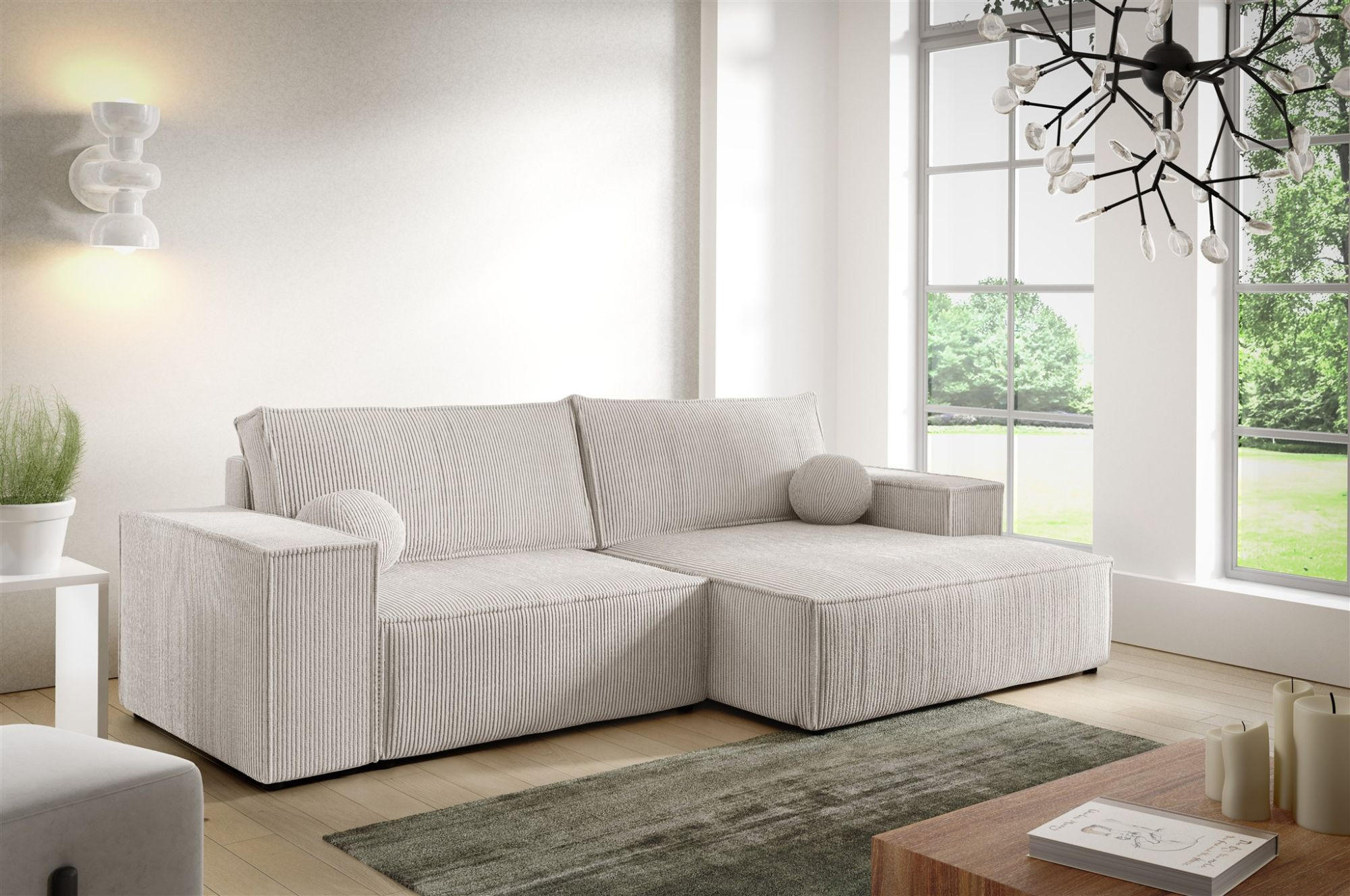 ECKSOFA Corunia Xs - Weiß, Holzwerkstoff/Textil (255/148cm) - Fun Möbel