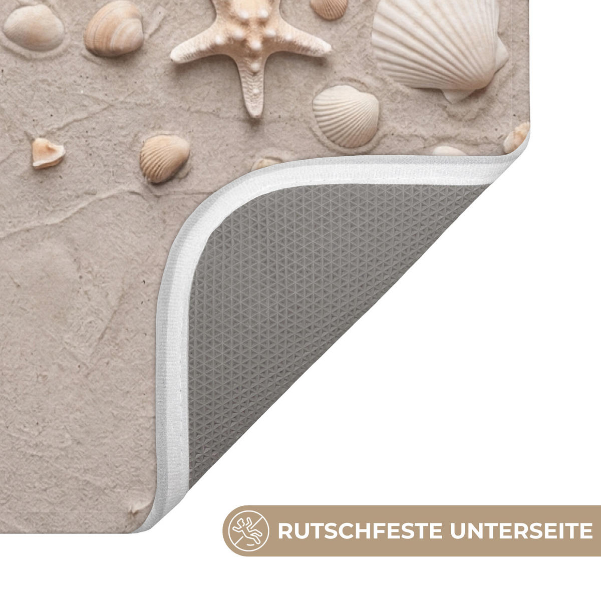 WC-VORLEGER Muscheln - Seesterne - Strand WC Teppich 40x60 cm - Sandfarben, Kunststoff/Textil (40/1cm) - OnlyWow