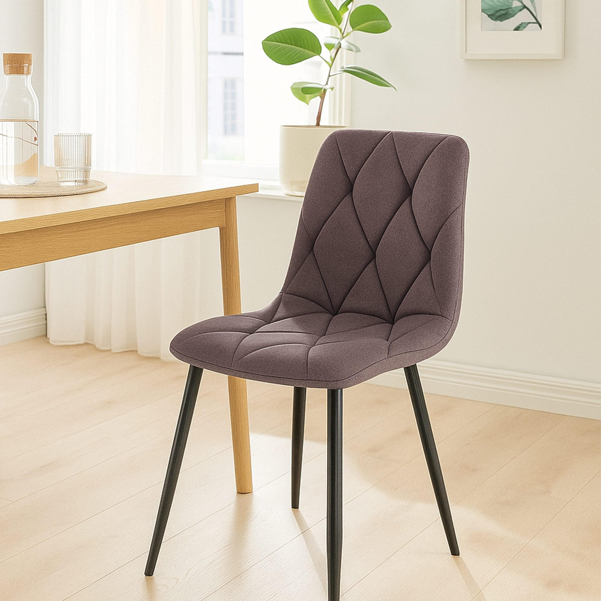 ESSZIMMERSTUHL Stoff Braun - Schwarz/Braun, Textil/Metall (45/85/55cm) - CLP