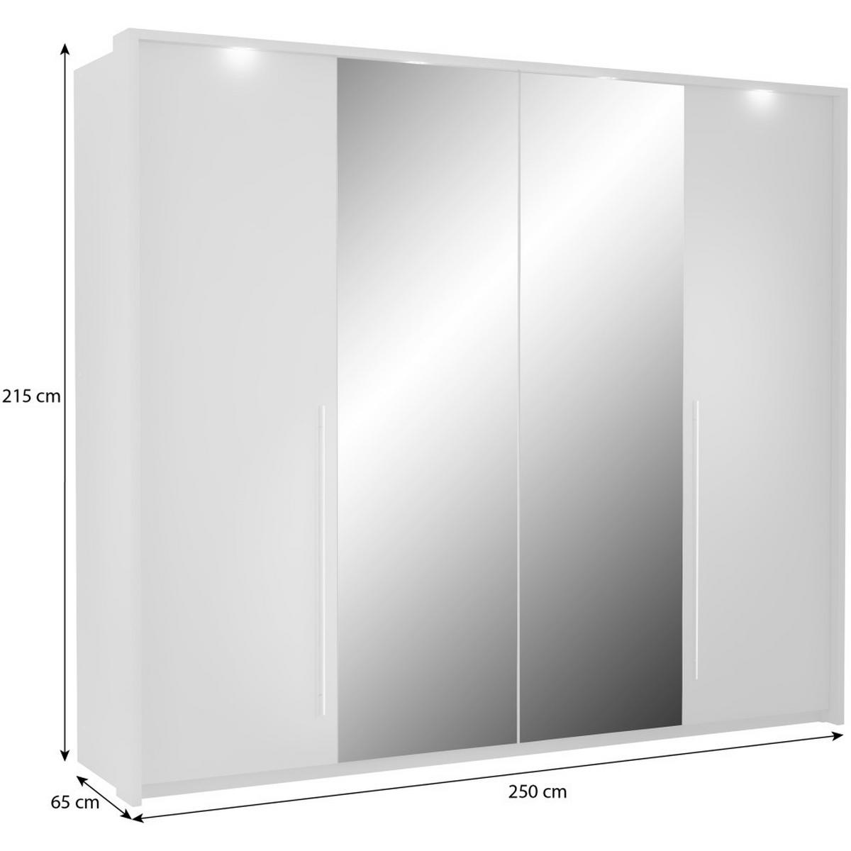 DREHTÜRENSCHRANK Bremco mit 2 Türen und Spiegel, Weiß, 255 cm - Weiß, Holzwerkstoff (255/219/65cm) - Beautysofa
