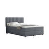 BOXBETT Everest grau 140 x 200 cm Doppelbett mit hochwertiger Bonell-Matratze und Topper - Dunkelgrau, Holz (140/200cm) - Panda Möbel