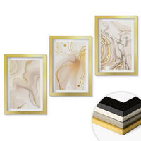 WANDBILDER 3er Set - 20x30 cm Goldrahmen - Subtile abstrakte Muster - Goldfarben, Kunststoff (20/30cm) - ArtPrintCave