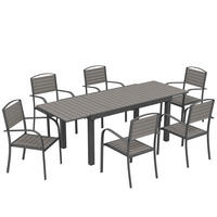 OUTDOOR-ESSGRUPPE 7er Set Aluminium WPC Grau - Dunkelgrau/Grau, Kunststoff/Metall - Outsunny