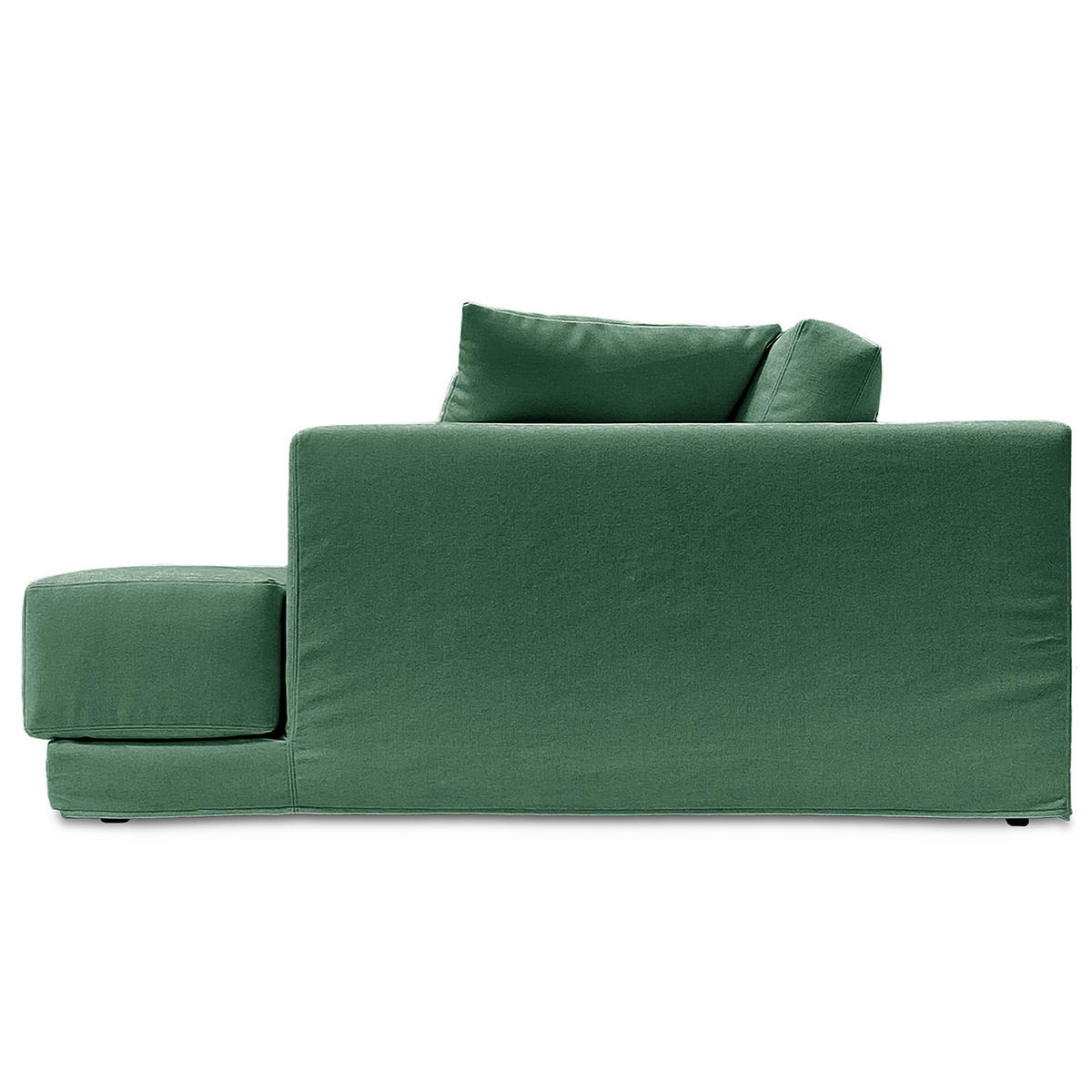 ECKSOFA mit Wechselbezug - Longchair, Webstoff - Schwarz/Grün, Kunststoff/Textil (260/155cm) - home24