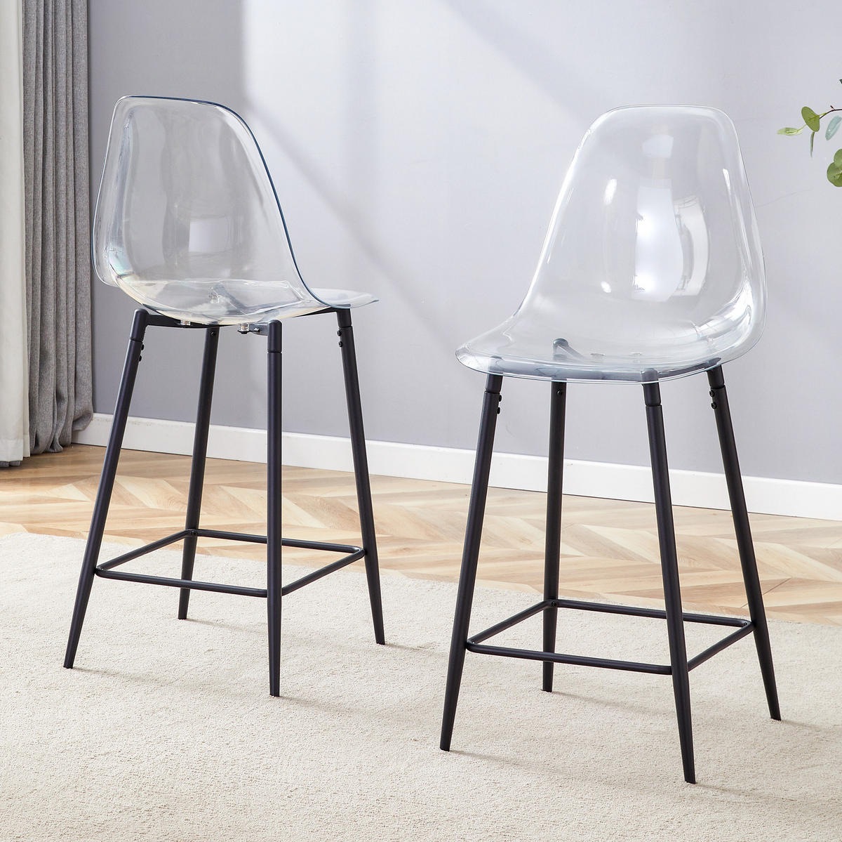 BARHOCKER Transparent mit Metallgestell - Schwarz, Kunststoff (45/102/51cm) - MIVRAY