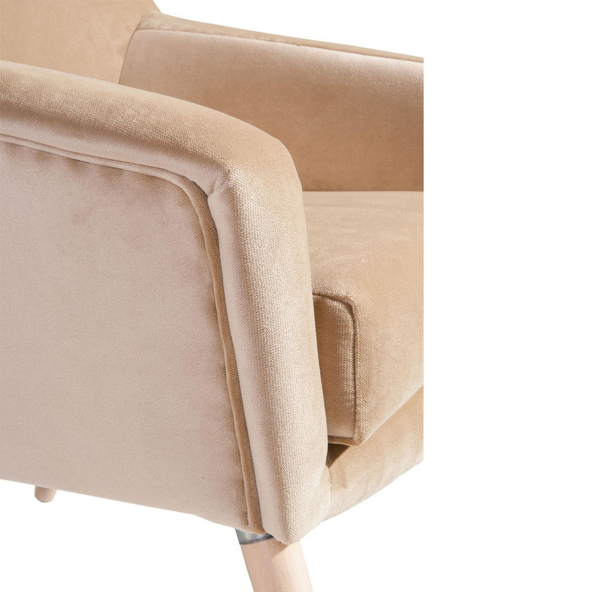 SESSEL Kachka Bezug Samtvelour Buche natur / sand - Sandfarben/Buchefarben, Kunststoff (71/81/67cm) - 58aufmkessel