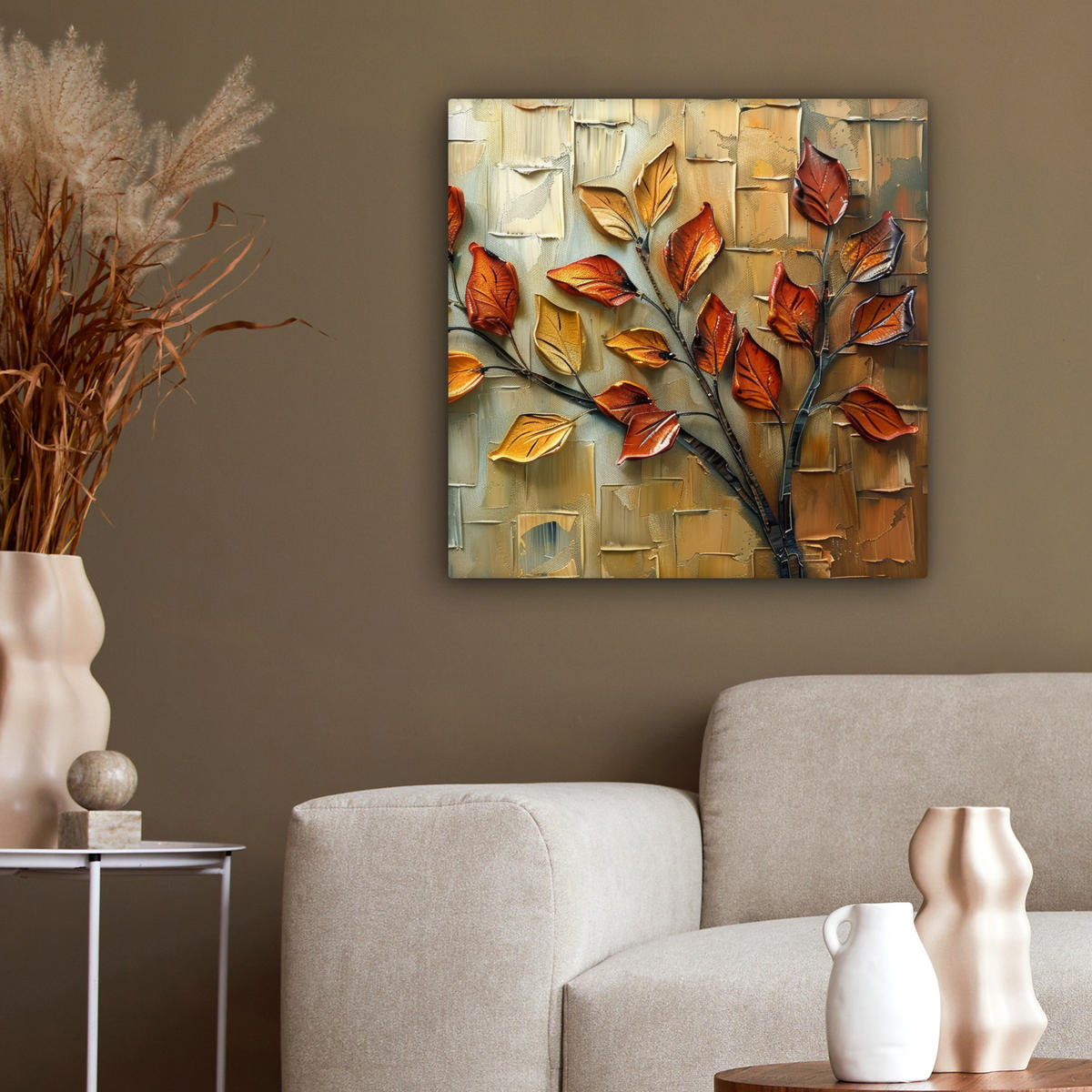 LEINWANDBILD Baum - Abstrakt - Natur - Kunst 50x50 cm - Goldfarben, Textil (50/50cm) - MuchoWow