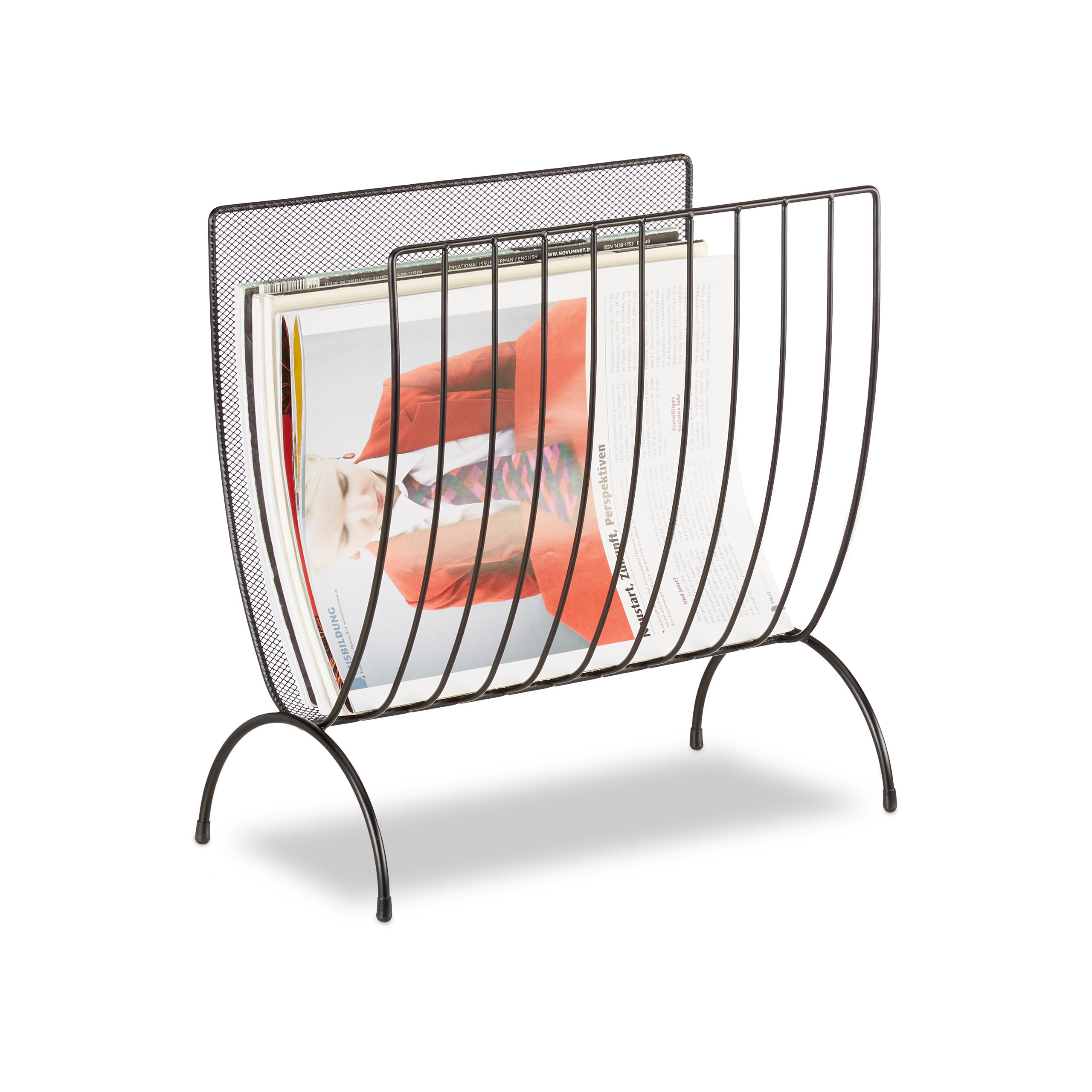 ZEITUNGSSTÄNDER - Schwarz, Metall (34/35/18cm) - Relaxdays