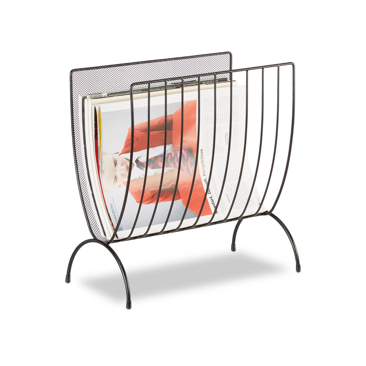 ZEITUNGSSTÄNDER - Schwarz, Metall (34/35/18cm) - Relaxdays