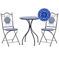 BALKONSET 2-Sitzer schwarz Cigliano - Blau/Schwarz, Metall - Beliani