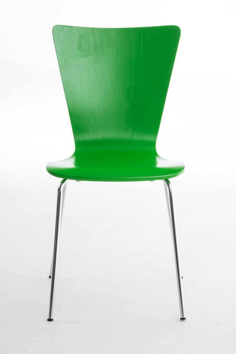 BESUCHERSTUHL Jaron mit Holzsitz und Metallgestell, Farbe: Grün - Chromfarben/Grün, Holz/Metall (43/84/50cm) - TPFLiving