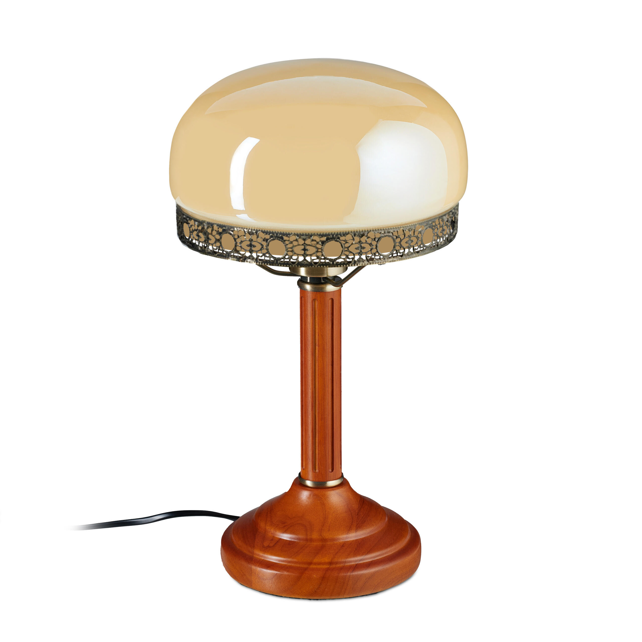TISCHLAMPE - Multicolor, Glas/Holz (21/21/39cm) - Relaxdays