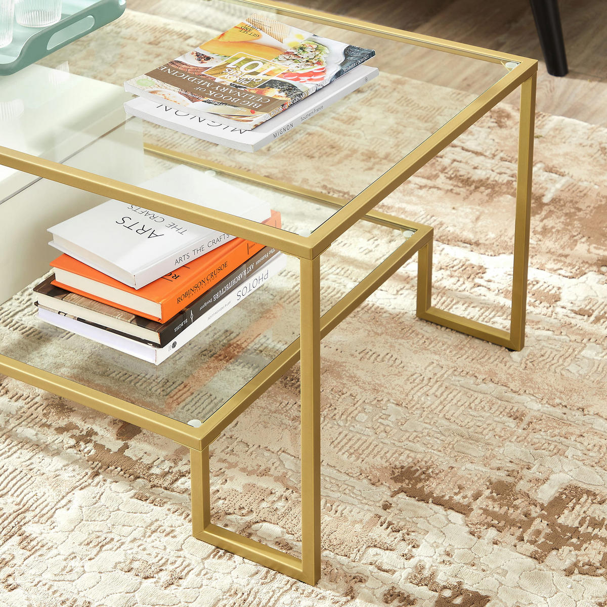 BEISTELLTISCH Gold 55x100 cm LGT033A01 Verstellbare Füße - Goldfarben, Metall (100/55/45cm)