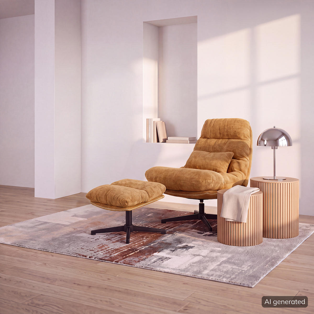 RELAXSESSEL - Chenille - Gelb/Schwarz, Textil/Metall (84/88/94cm) - home24