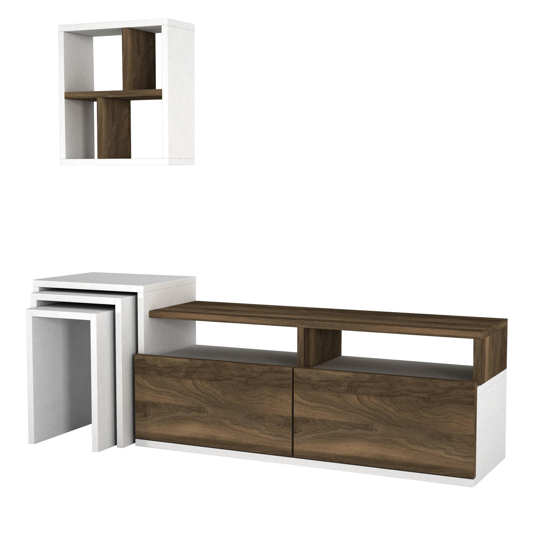 WOHNWAND Missy Weiß Walnuss - Walnussfarben/Weiß, Holzwerkstoff (123.2/41.8/29.5cm) - moebel17