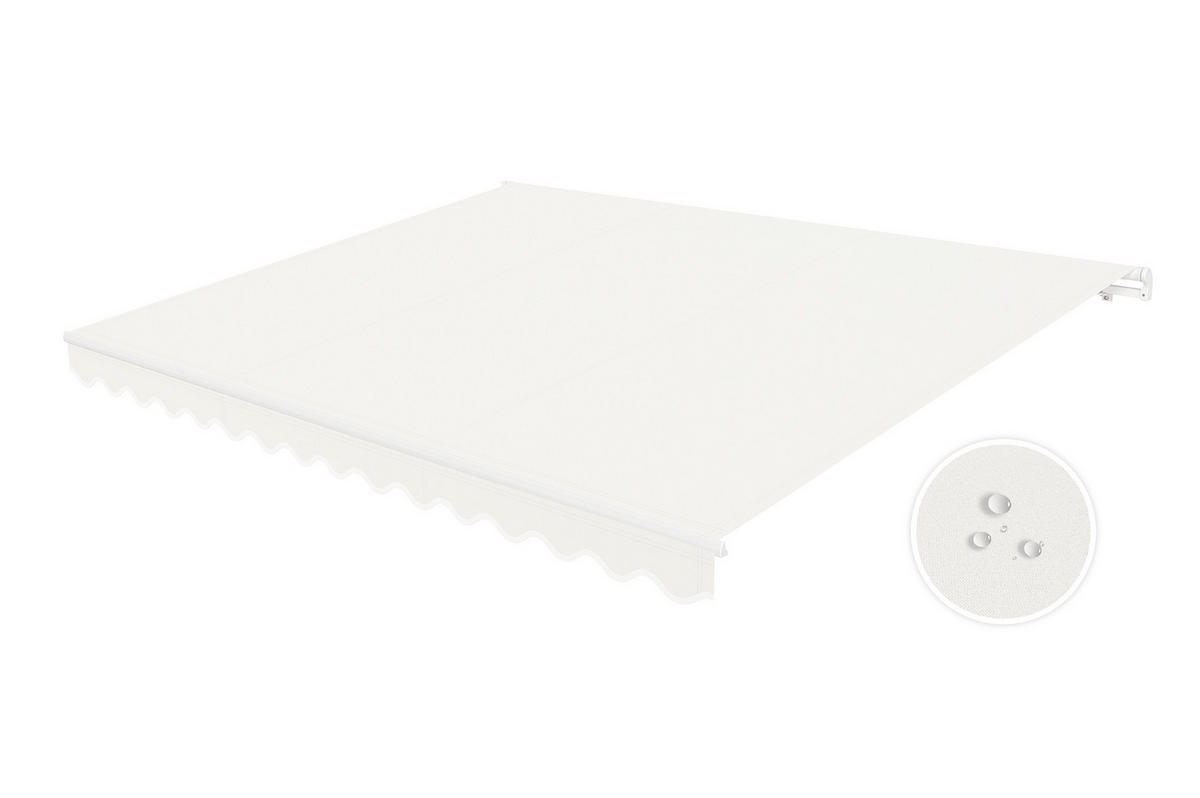 MONOBLOCK-MARKISE VECCHIO Weißes Gestell - leinwand Beige 4x3m - Premium-Leinwand 320g/m² - Beige, Metall (304/218/300cm) - Cazeboo