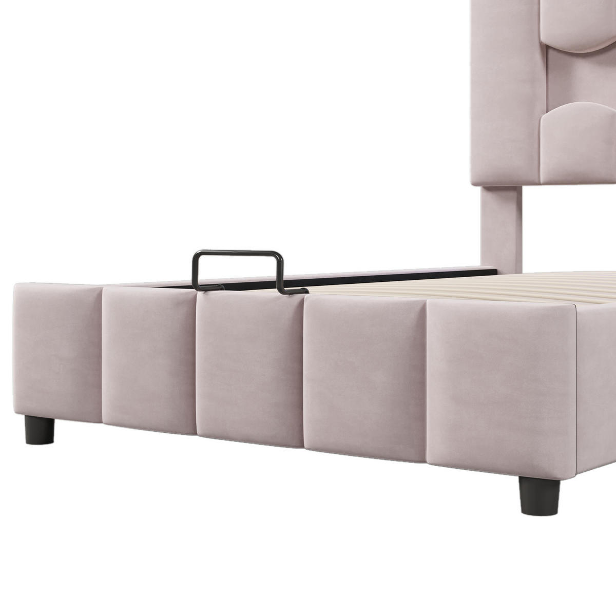 POLSTERBETT mit Stauraum 90x200 cm Samt Pink LED - Pink, Metall (90/200cm) - Meubliv