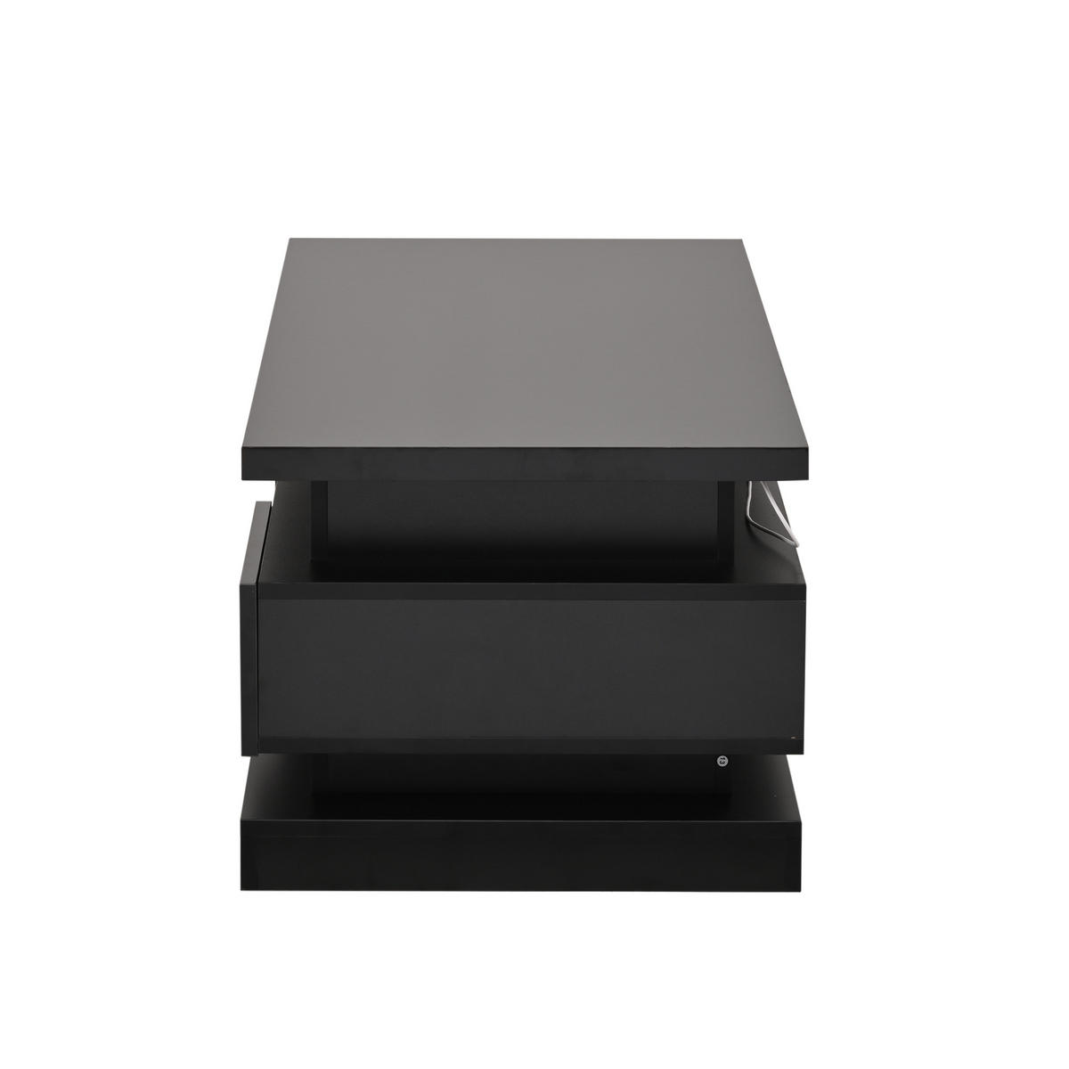 COUCHTISCH höhenverstellbar Schwarz LED 2 Schubladen 100/50/40 cm - Schwarz, Holzwerkstoff (100/50/40cm)