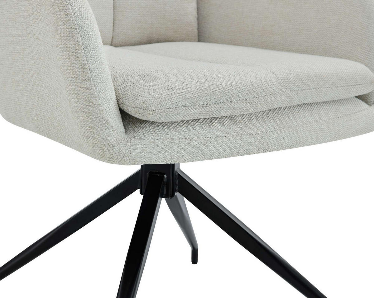 ESSZIMMERSTUHL 2er Set Stoff Creme - Creme, Textil/Metall (57/83/62cm) - CLP