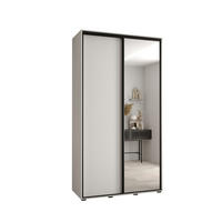 SCHWEBETÜRENSCHRANK 235,2/130/60 2-türig - Schwarz/Weiß, Holz/Metall (130/235/60cm) - Abiks Möbel