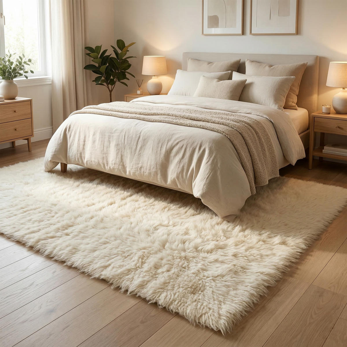 NATUR TEPPICH FLOKATI SUPREME - Creme, Textil (120/180cm) - Pergamon