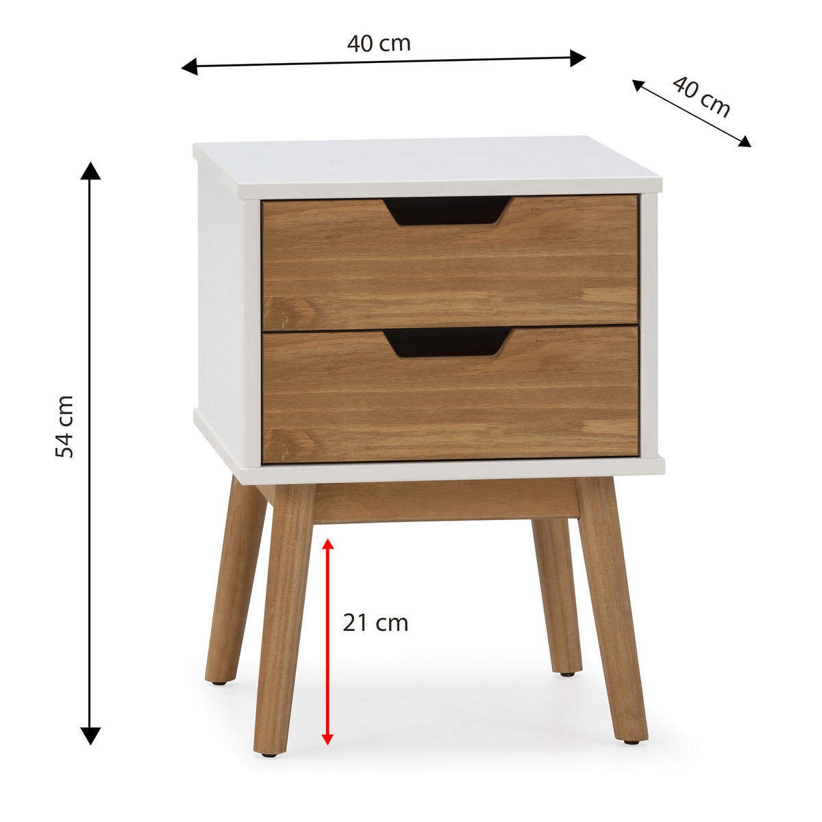 NACHTTISCH Baku 2 Schubladen weiß/Wachs - Weiß, Holz (40/54/40cm) - VS Venta-stock