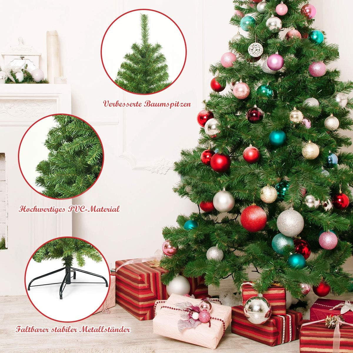 WEIHNACHTSBAUM 225cm Grün - Grün, Kunststoff (225cm) - COSTWAY