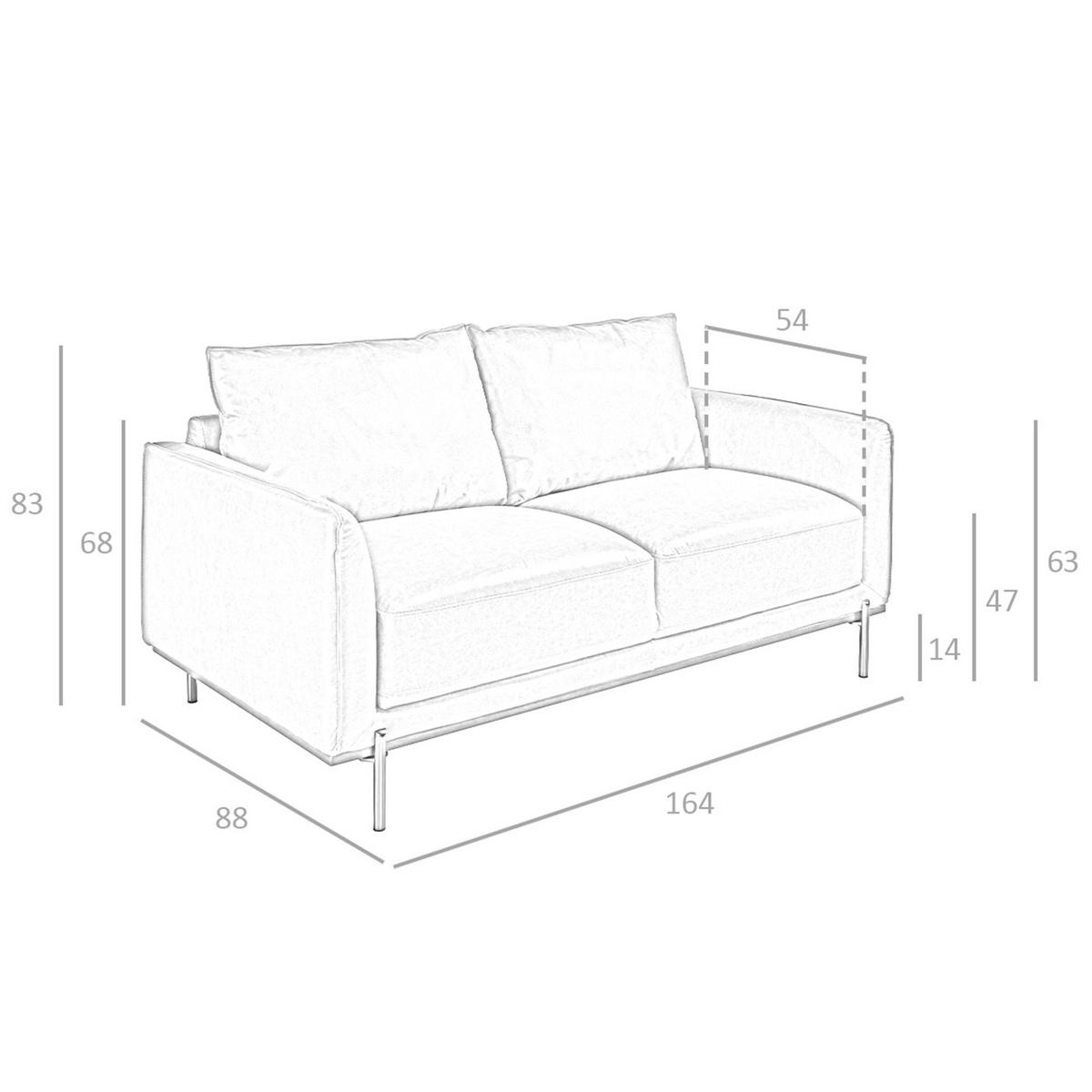 SOFA 2-Sitzer-Sofa aus braunem Leder 164/88/83 cm - Dunkelgrau/Braun, Leder (164/83/88cm) - ANGEL CERDA
