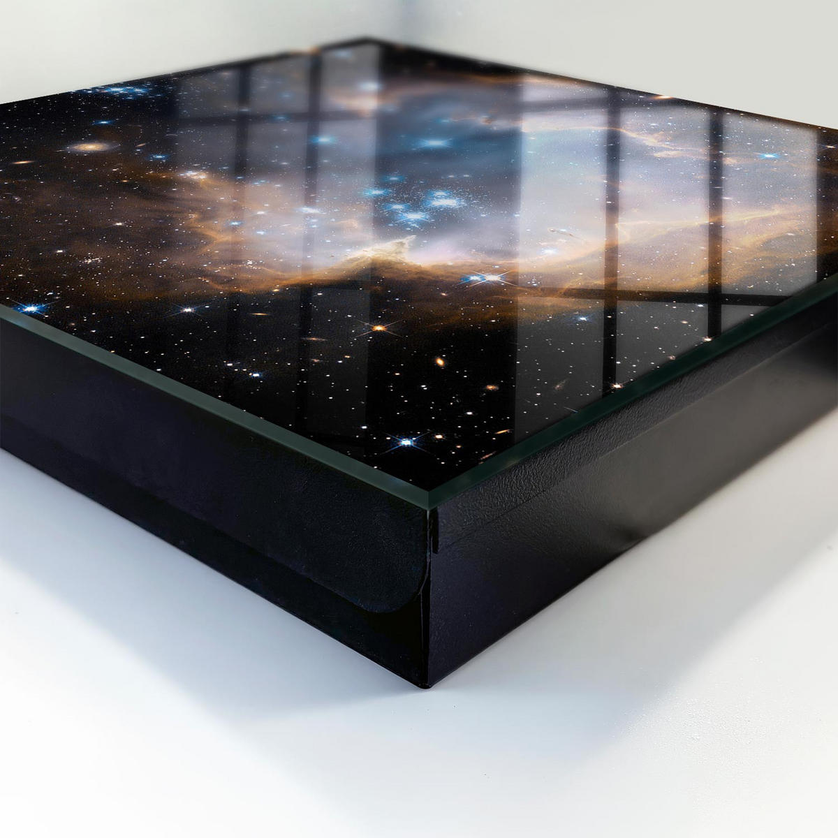 SCHLÜSSELBOX Schwarz 30x30 cm- Türöffnung nach rechts - Sternnebel - Schwarz, Metall (30/30/5cm) - TULUP