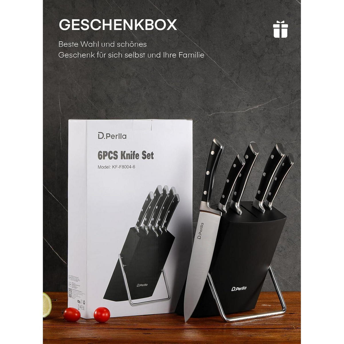 MESSERBLOCK Set 6-teilig Edelstahl Schwarz - Schwarz, Metall