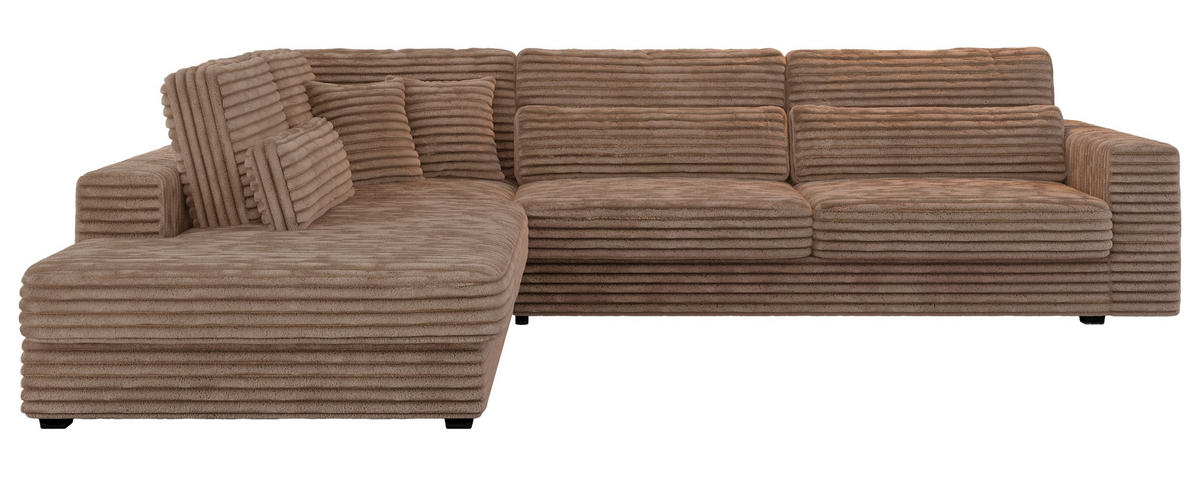 ECKSOFA Savona Braun breiter Cord - links - Schwarz/Braun, Kunststoff/Textil (316/249cm) - MKS