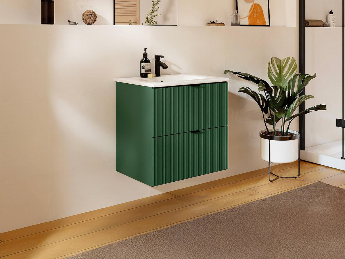 EINZELWASCHTISCH - 60cm x 47cm - MDF - grün - ZEVINI - Grün, Holz (60/60/47cm) - Vente-Unique